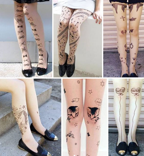 LissKiss A Girl With Flowers Tattoo - Multicoloured Tattoo Tights :  Amazon.co.uk: Fashion