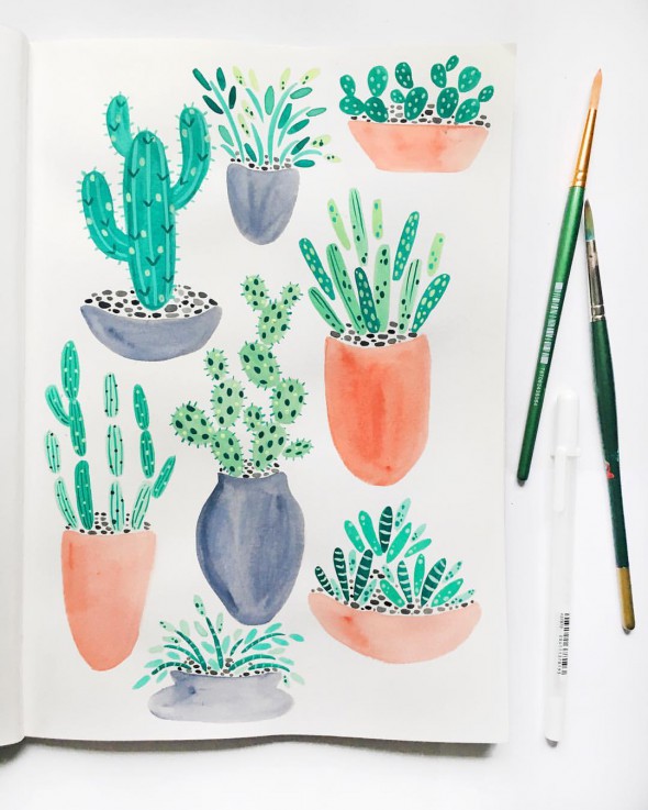 cactus pattern painting